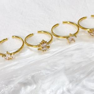 Mới Xinh xắn Tối Giản 18K Mạ Vàng Thép Không Gỉ Nhẫn Đẹp Pha Lê Đá Vương Miện Trái Tim Sao <span class=keywords><strong>Zircon</strong></span> Paved Nhẫn - Product Image 2