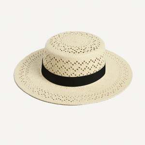 Nouveau Chapeau Canotier Décontracté en Paille Tressée Tendance Printemps-Été Creux pour la Plage - Product Image 3