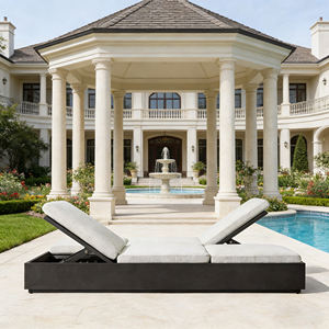 سرير شمسي مزدوج فاخر مع تحكم في مسند الظهر، هيكل من الألومنيوم، ونسيج مقاوم للماء للفيلا والشاطئ والمنتجع والتراس - Product Image 1