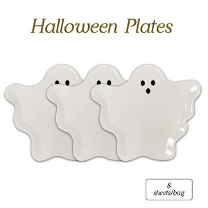 Assiettes en <span class=keywords><strong>carton</strong></span> blanc jetables carrées modernes imprimées personnalisées pour <span class=keywords><strong>Halloween</strong></span>, fantômes, pour la décoration de la table de fête à domicile - Product Image 5