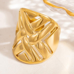 Irregular Geometric Fashion <b>Rings</b> 18k Gold Titanium Steel Unisex Party Jewelry - Product Image 3