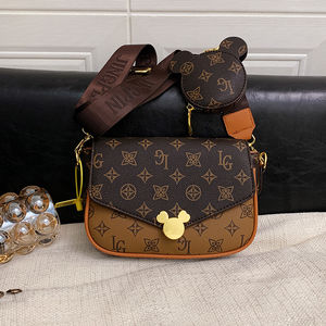 Sac à bandoulière rétro pour femme, sac messager en PU de haute qualité, petit format carré, avec large bandoulière, motif géométrique 1982-1 - Product Image 4