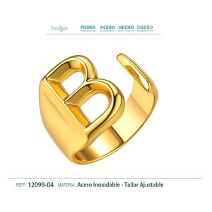 Anello lettera B in acciaio placcato oro-gioielli zodiacali - Product Image 1