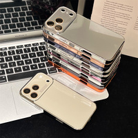 Coque de téléphone portable en verre glacé électroplaqué brillant pour iPhone 18 17 Pro Max 16 15 14 13, simple, fine, avec protection intégrale de l'objectif de l'appareil photo