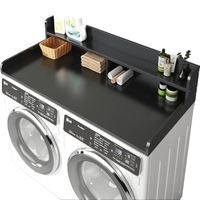 Planche de comptoir de buanderie 2 niveaux en MDF noir et métal, 54x27,5 pouces, grande capacité, antidérapante, étanche, anti-poussière, pour rangement domestique et salle de bain