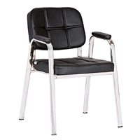 Chaise de bureau pour visiteurs, invités et conférences, en similicuir noir, nouveau design, avec accoudoirs
