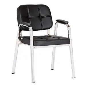 新设计黑色人造革办公室访客会议椅，带扶手