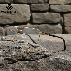 Double Bridge Men's Classic Square Optical Glasses Blue Light Blocking Metal Optical <b>Eyewear</b> Monturas Opticas - Product Image 2