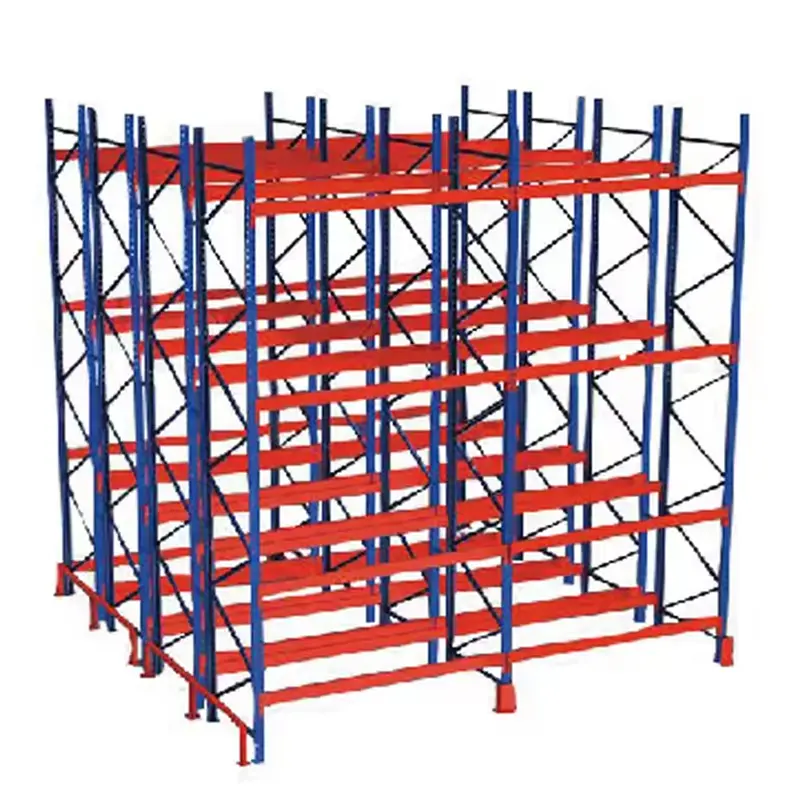 Conduire dans les étagères Étagères de stockage robustes entrepôt à travers la personnalisation des marchandises Rack