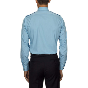 Camisas de Piloto Masculinas com Logo Personalizado, Excelente Acabamento, Manga Longa, Azul e Branco, 100% Algodão, Uniforme de Piloto - Product Image 2