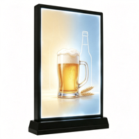 Boîte à lumière LED A4 en acrylique mince, support d'affichage de table personnalisé, présentoir de menu de restaurant ou de bar, panneau publicitaire de bureau