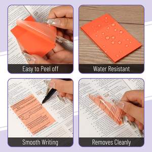 Lot de 7 blocs de notes autocollantes grand format en PET imperméable, 350 feuilles, surface lisse pour une écriture claire, 7 couleurs variées pour l'organisation et la prise de notes - Product Image 3