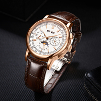 Corgeut Uhr 42mm Edelstahlgehäuse Datum Mondphase Chronograph Automatik Mechanische Herrenuhr mit OEM Individuellem LOGO