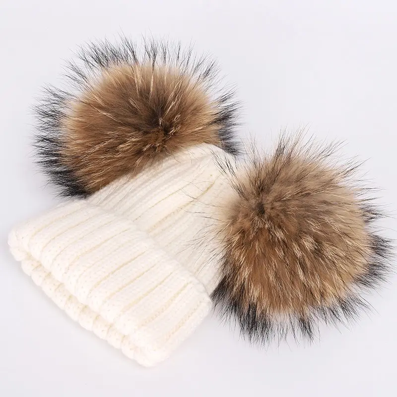 Yiwu kalt gestrickt Winter Mütze für Baby Kinder Kind Babi Kleinkind Mädchen Kaschmir Merinowolle Doppel Pompon Pom Herbst Junge kleinen Hut