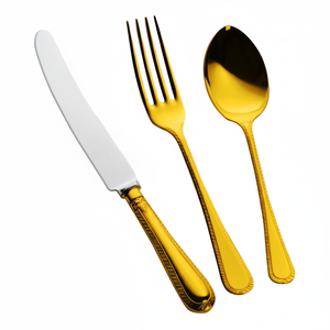 Couverts en acier inoxydable robustes fabriqués en Inde ustensiles de cuisine portables argent/or cuillère fourchette couteau ensemble de couverts pour hôtels - Product Image 1