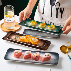 Vente chaude Rectangle 9.5/11.5 pouces <span class=keywords><strong>Sushi</strong></span> assiettes en céramique Snack Dessert plateau de service plats pour Restaurant hôtel mariages - Product Image 2