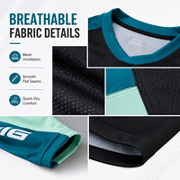Maßgeschneidertes Farbblock-Atmungsaktives Mesh-Moto-Trikot Schnelltrocknend Leichtgewichtig Langarm Sport-Lauf-Trainings-T-Shirt Private Label