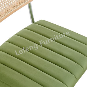 Chaises de salle à manger en rotin avec tapisserie d'ameublement verte de style campagnard américain Chaises de salle à manger Cesca Side Chair - Product Image 5