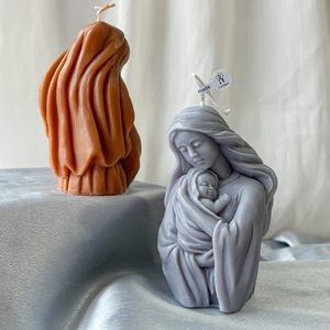 Figura Artística de la Virgen María Hecha a Mano con Cera de Soja, Vela de Oración Religiosa Devocional, Moderna, Natural, para Altar de Iglesia, Bautizo - Product Image 4