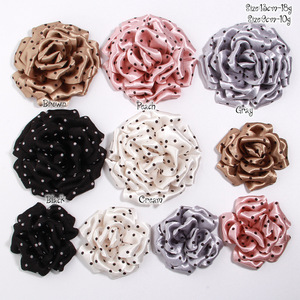 Accessoires pour <span class=keywords><strong>cheveux</strong></span> sportifs en tissu à pois noirs et blancs de style français, bord brûlé, fleur de camélia, DIY, élastique pour <span class=keywords><strong>cheveux</strong></span>, corde à <span class=keywords><strong>cheveux</strong></span> - Product Image 2