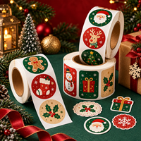 Autocollants cadeaux de Noël personnalisés de luxe, design Père Noël, renne, bonhomme de neige, étiquettes autocollantes pour emballages cadeaux de fêtes