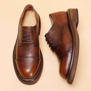Chaussures habillées de luxe pour hommes, en cuir véritable, à lacets, bout pointu, pour le printemps, l'automne et l'été, semelle en caoutchouc - Product Image 2