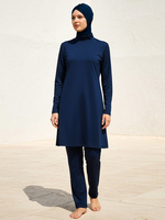 Maillot de bain musulman grande taille 3 pièces, couvrant tout le corps, burkini modeste à manches longues, burkini couvrant intégralement