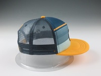 Mode populaire 5 panneaux mousse personnalisé 3D broderie cuir Patch maille camionneur casquette à bord plat