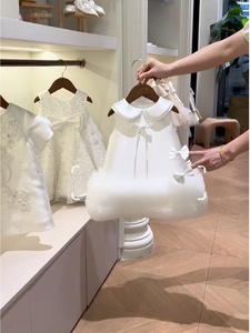 Vestito da <span class=keywords><strong>bambina</strong></span> stampato stile principessa, abito a strati in pile felpato in fibra di poliestere, ideale per il primo compleanno - Product Image 5