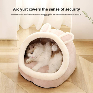 Cama para Mascotas de Alta Calidad en Forma de Conejo, Semicerrada, Cómoda, Calmante, Anti-Ansiedad, Linda Cueva para Gatos - Product Image 4