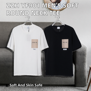 Camiseta de Manga Corta con Cuello Redondo para Hombre ZZH YF901, 100% Algodón, Diseño Estampado, Anti-Pilling, Ecológica, Transpirable, Corte Holgado - Product Image 2