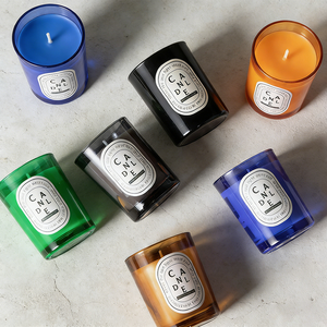 Grosir Wadah Lilin Pijat Silinder Kaca Warna-warni Mewah Buatan Tangan 8oz 10oz 15oz / Tempat Lilin untuk Lilin - Product Image 1