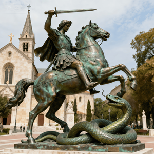 مدينة JZ تمثال مخصص للمعلم الدينية في الهواء الطلق النحاس الكلدان البرونزية سانت جورج تمثال - Product Image 6