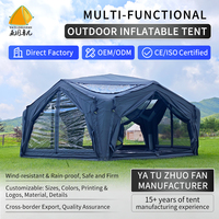 Tente gonflable de luxe de style classique quatre saisons, en tissu de coton TC monocouche, imperméable, trois portes, spacieuse, pour le camping