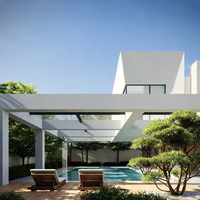 Villa préfabriquée de luxe de 240 m2 à deux étages, suite 4-5 chambres avec salle de bain et salle de sport, maison en acier de style mid-century modern