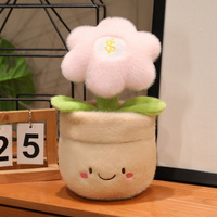 Adorables jouets en peluche en forme de fleurs en pot avec pot souriant et signe dollar, en tissu doux, parfaits comme cadeaux porte-bonheur