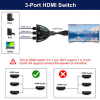 Hdmi 2.1 commutateur 4320P 8K Hdmi commutateur 3 en 1 sortie 3 ports Hdmi Hub câble en queue de cochon pour Dvd Hdtv Xbox Ps3 Ps4