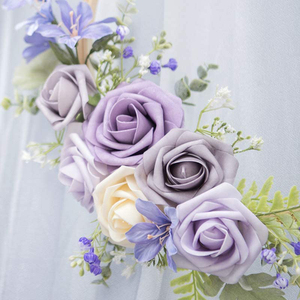 Fleurs Artificielles Combo Violeta Púrpura rosas artificiales con tallo DIY Decoración <span class=keywords><strong>de</strong></span> la boda Centros <span class=keywords><strong>de</strong></span> mesa Arreglos Ramos - Product Image 5