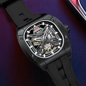 Reloj Mecánico Cuadrado de Lujo <span class=keywords><strong>MF</strong></span> MINI FOCUS para Hombre, Correa de Silicona Suave, Resistente al Agua, Reloj de Pulsera Automático de Moda Masculino - Product Image 3