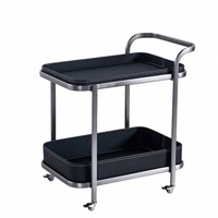 Table basse mobile compacte en acier inoxydable, table d'appoint de canapé, étagère de rangement pour salon/balcon, style moderne et luxueux à double niveau