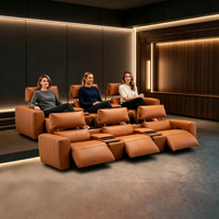 Canapé inclinable électrique moderne 3 places pour home cinéma avec lumières de lecture, consoles de charge sans fil et appuie-tête motorisé