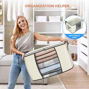 6-Pack <b>Collapsible</b> Organizers for Blankets Bedding & Clothes - Large 90L Zip <b>Storage</b> Bags with Handles - Product Image 5