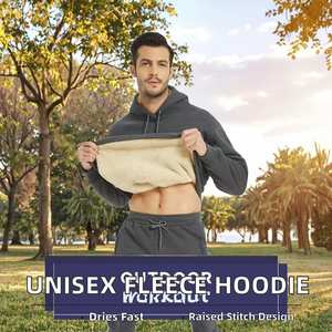 Sweat-shirt à capuche unisexe en polaire et coton pour l'hiver, coupe régulière, épaules tombantes, court, uni, impression personnalisée, broderie 3D, séchage rapide - Product Image 2