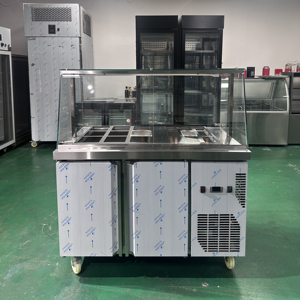Mesa de Preparación Refrigerada Comercial para Sándwiches y Ensaladas, Banco de Trabajo Refrigerado de Acero Inoxidable con Bandejas GN, Refrigerador de Barra de Alta Eficiencia para Ensaladas - Product Image 5