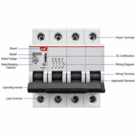 Disjoncteur miniature LS BK63N MCB 1P 2P 3P 4P Courbes B C D 1-63A 6kA 230/415V AC Rail DIN Protection contre les surcharges et les courts-circuits