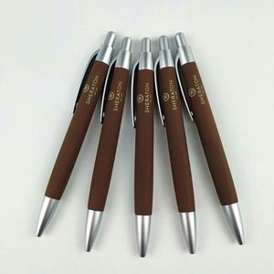 Hot Sale Soft <b>Rubber</b> Coated Finishing Hotel Promotional Plastic Ballpoint Pen with Custom Logo 1.0mm Blue/Black Ink - Product Image 2