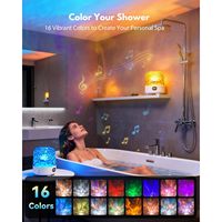 Nueva Luz de Ducha Moderna 2026 con Logotipo Personalizado, Altavoz Bluetooth, Resistente al Agua, Proyector de Ondas Oceánicas de 16 Colores para Baños de Hotel