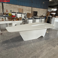 Superbe design Mobilier de bureau Forme hexagonale Dessus de table en pierre Table de réunion de conférence Pied moderne