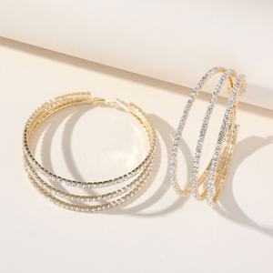 Pendientes de Aro Grandes en Forma de C Asimétricos de Tres Capas con Aguja de Plata S925, Estilo Europeo Americano, con Diamantes y Mariposas para Mujer - Product Image 5