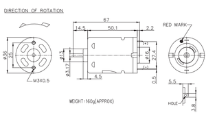 Moteur Nichibo RS555A 6V/12V/24V à balais, haute vitesse 16000 tr/min, roulement à billes, mini moteur CC pour codage, bricolage, <span class=keywords><strong>bateau</strong></span>, modèle de voiture, appareil électroménager - Product Image 3